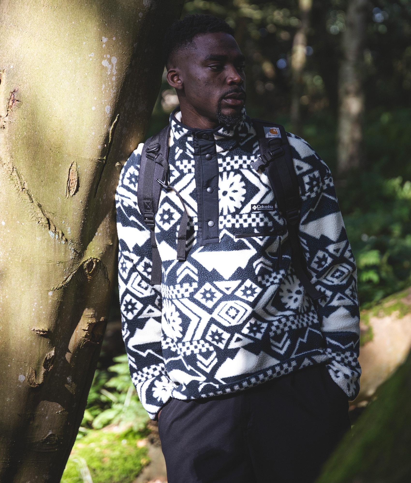 Helvetia-Half-Snap-Fleece-Black-Checkerboard-Columbia-EQVVS-Campaign