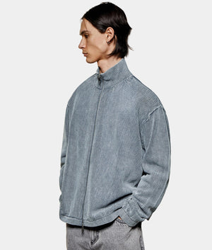 Pigment Dyed Loose Gauge Track Jacket. Shot by EQVVS. Front model angled shot.