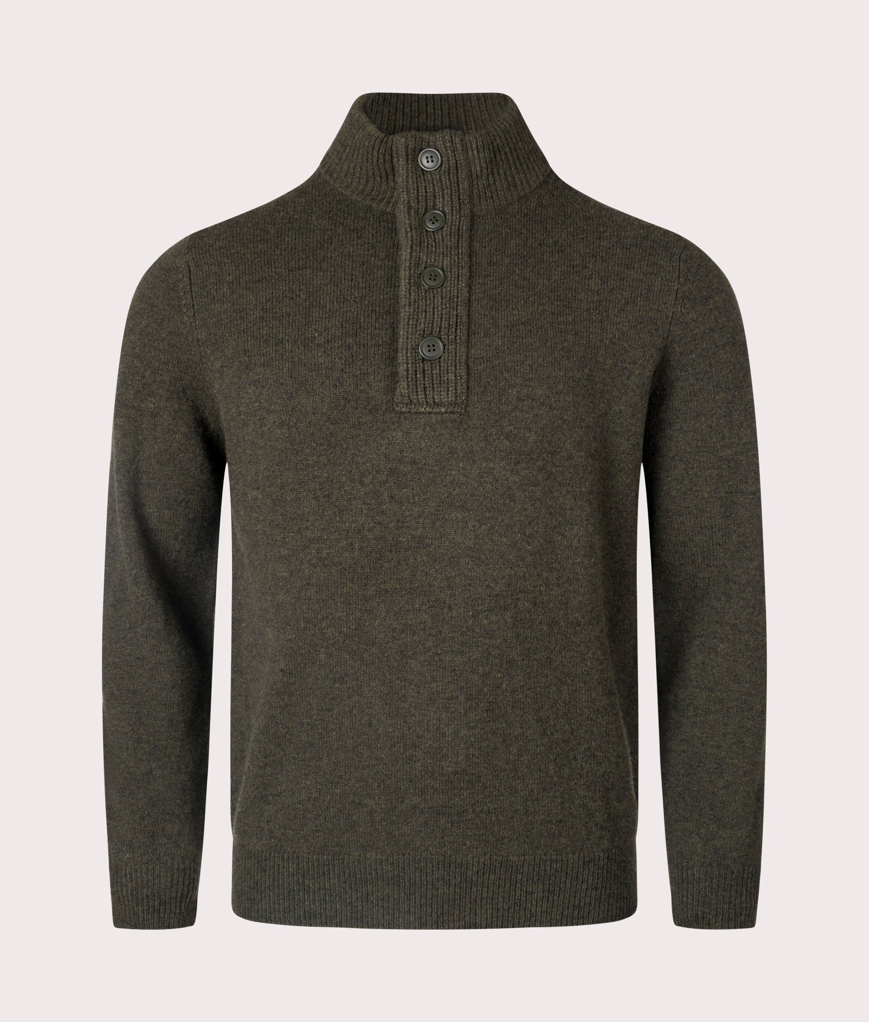 Barbour Lifestyle Essential Patch Half Zip Knitted Jumper in Seaweed, 100% Wool. At EQVVS. Front detail shot