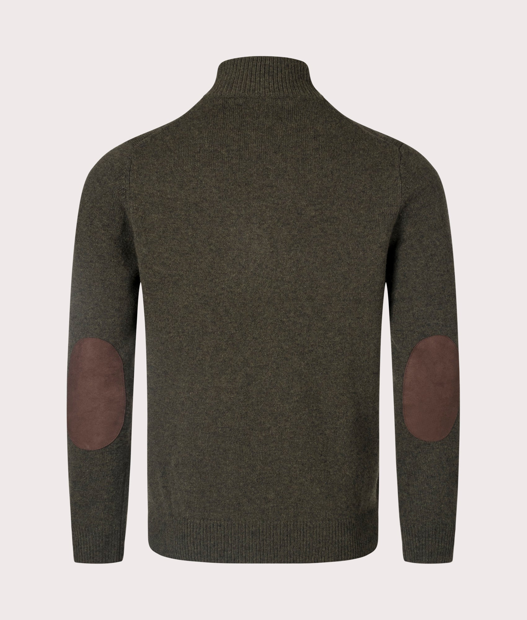 Barbour Lifestyle Essential Patch Half Zip Knitted Jumper in Seaweed, 100% Wool. At EQVVS. Back shot