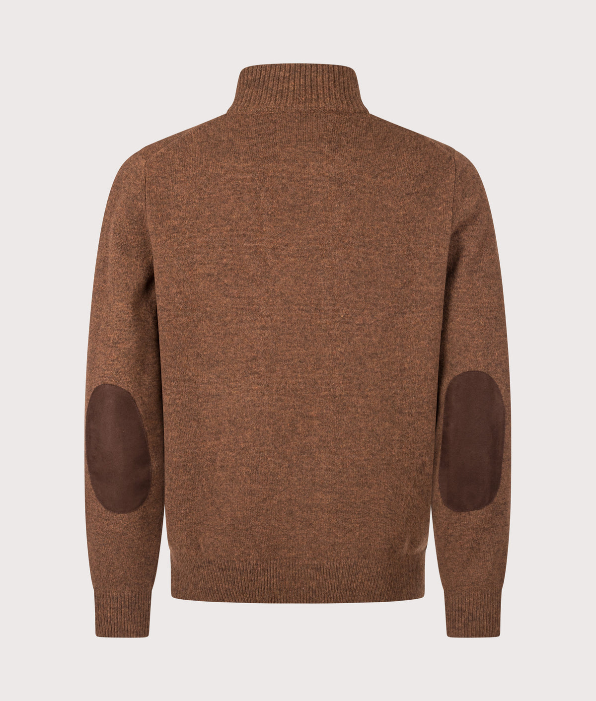 Barbour Lifestyle Essential Patch Quarter Zip Knitted Jumper in Bracken at EQVVS Menswear. Back shot.