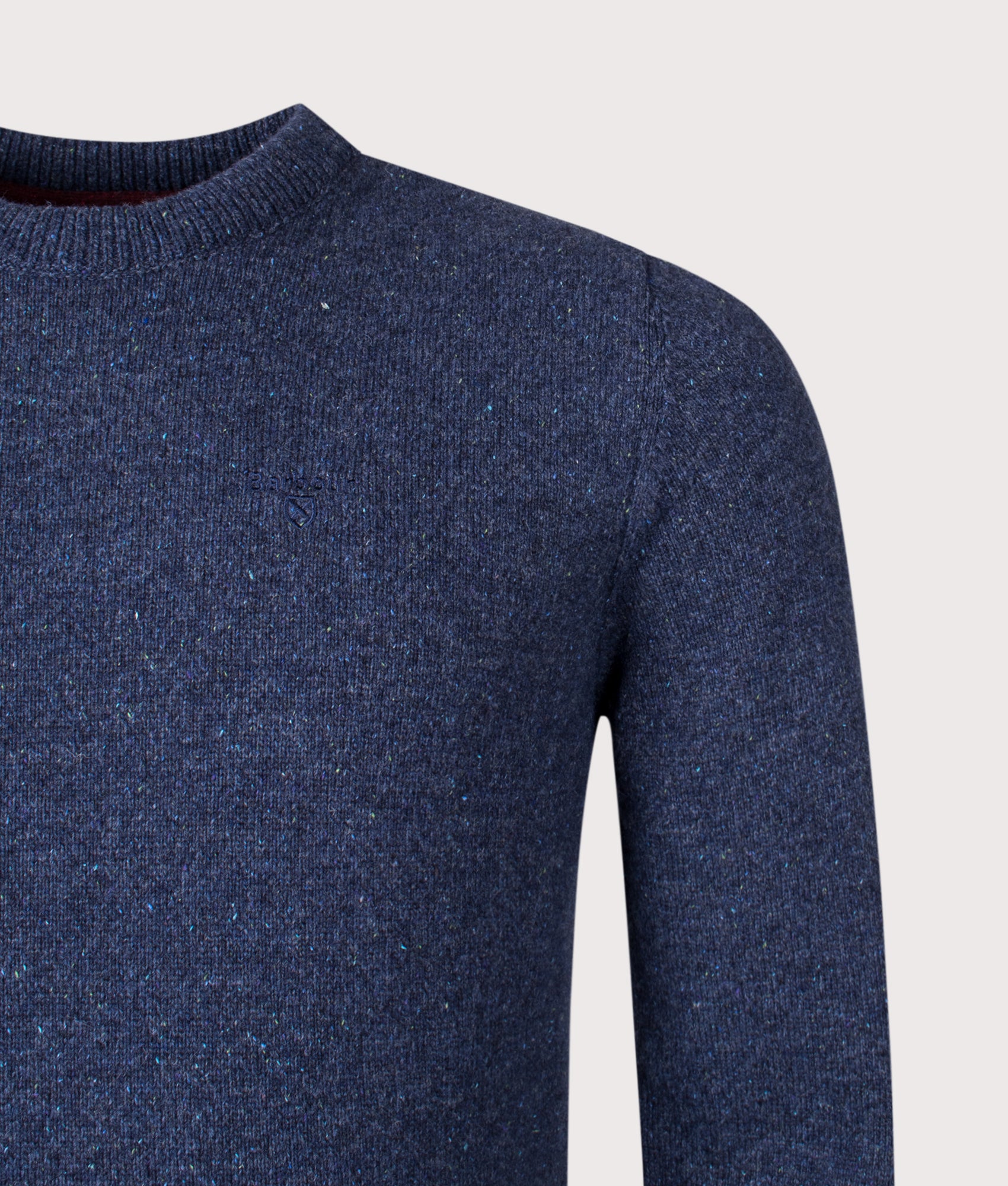 The Tisbury Jumper in Deep Blue. Wool blend | Barbour Lifestyle | Shot at EQVVS | Front angle shot 