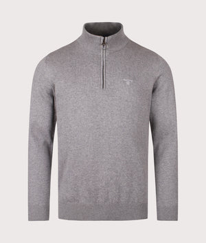Quarter Zip Cotton Knit in Grey Marl | Barbour Lifestyle | Shot at EQVVS | Front shot