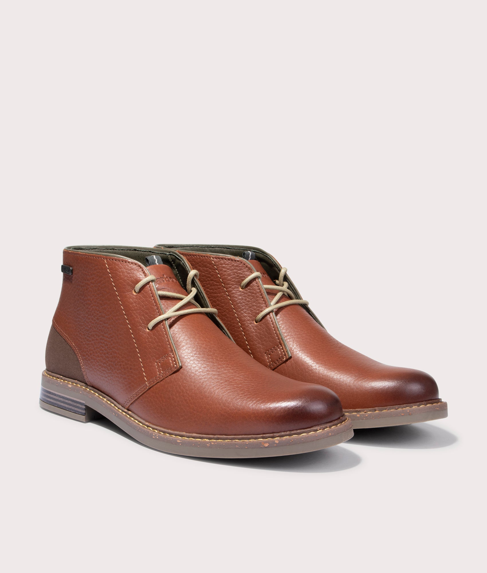 Barbour Readhead Chukka Boots in Fawn Swede, 80% Leather and 20% Cotton, Angle Shot at EQVVS