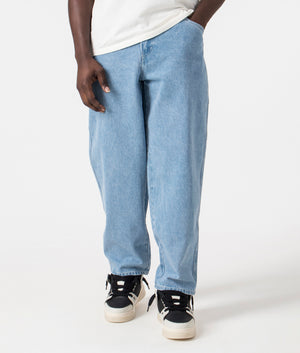 Classic Baggy Denim Pants in Vintage Blue by Dime MTL. EQVVS Front Angle Shot.