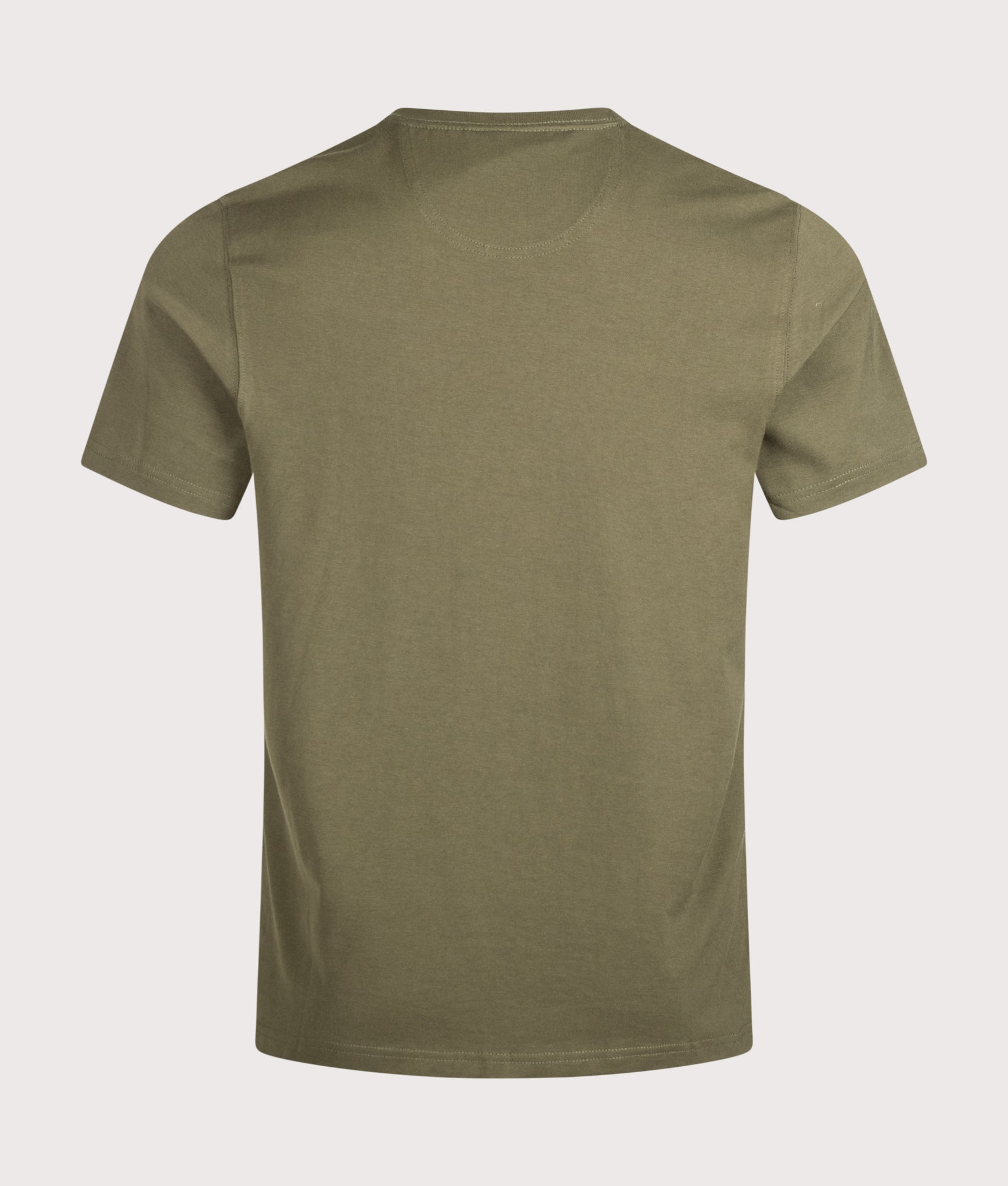 Barbour Lifestyle Regular Fit Essential Sports T-Shirt in Mid Olive at EQVVS Menswear. Back shot.