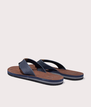 Barbour Toeman Beach Sandals in Navy. Back Shot at EQVVS