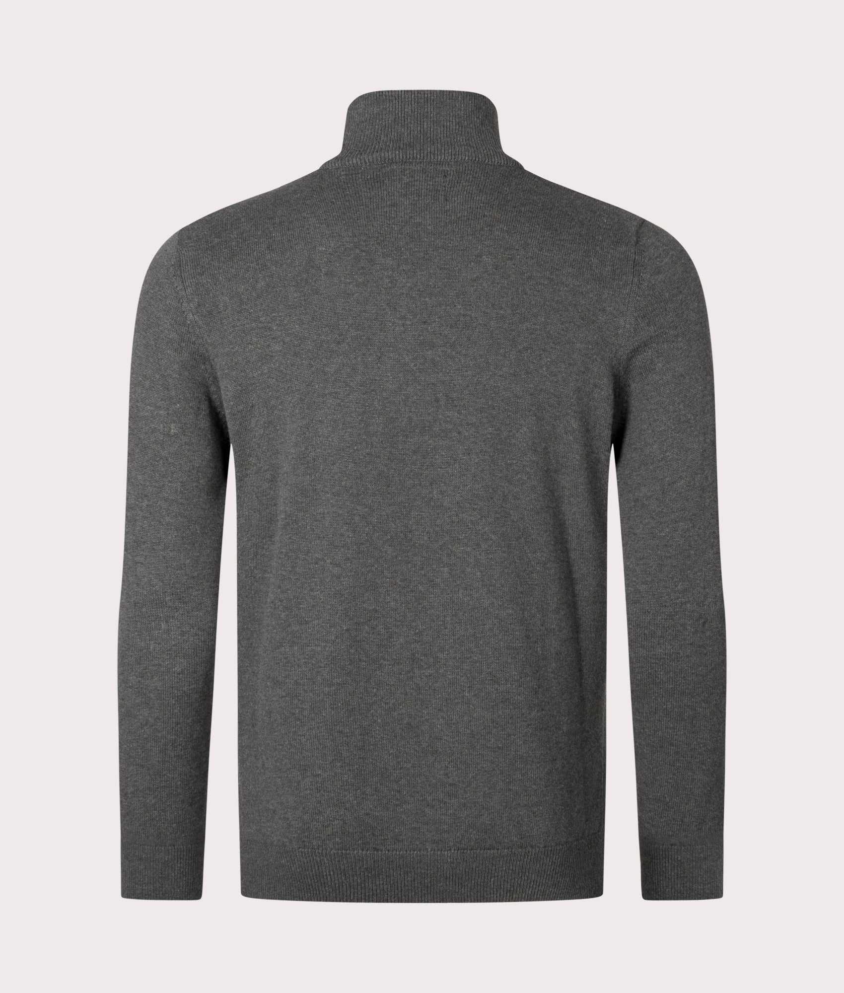 Barbour Lifestyle Quarter Zip Cotton Knit in Olive Marl at EQVVS Menswear. Back shot.