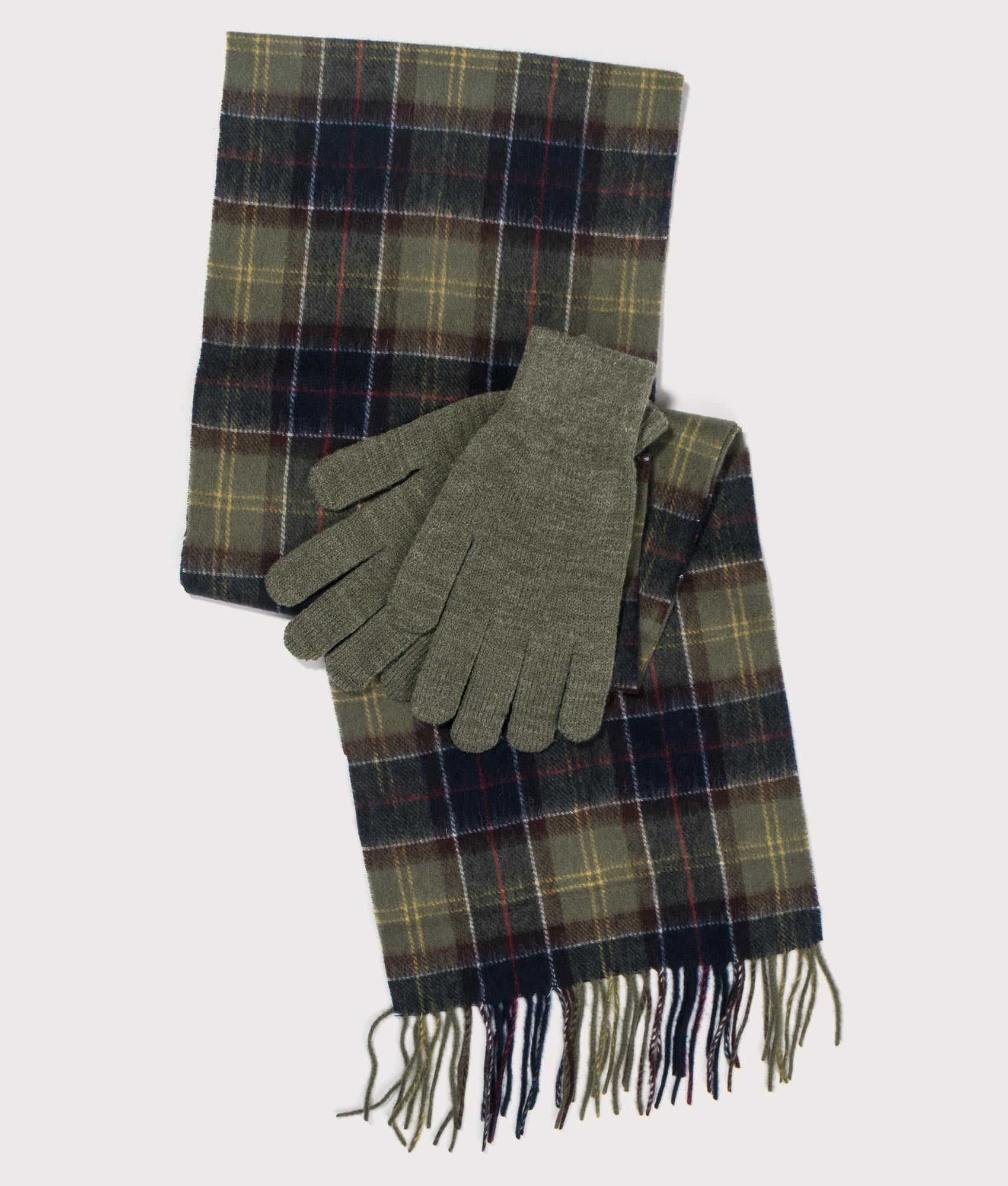 Tartan-Scarf-&-Glove-Gift-Set-Classic/Olive-Barbour-Lifestyle-EQVVS