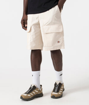 Dickies Fishersville Cargo Shorts in Whitecap Grey. Front side angle shot at EQVVS.