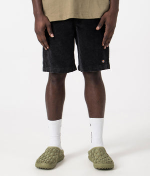 Dickies Chase City Shorts in Black. Front angle shot at EQVVS.