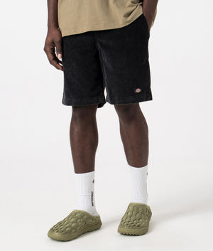 Dickies Chase City Shorts in Black. Side angle shot at EQVVS.