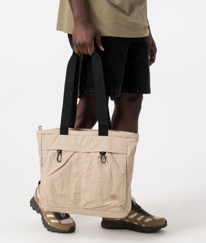 Dickies Fincastle Bag in Sandstone. Front angle shot at EQVVS.