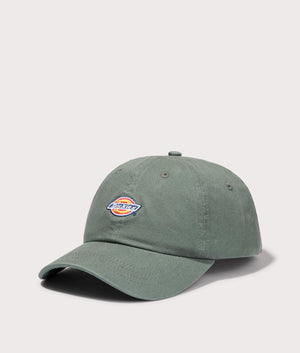 Dickies Hardwick baseball Cap in Forest. Front side angle shot at EQVVS.