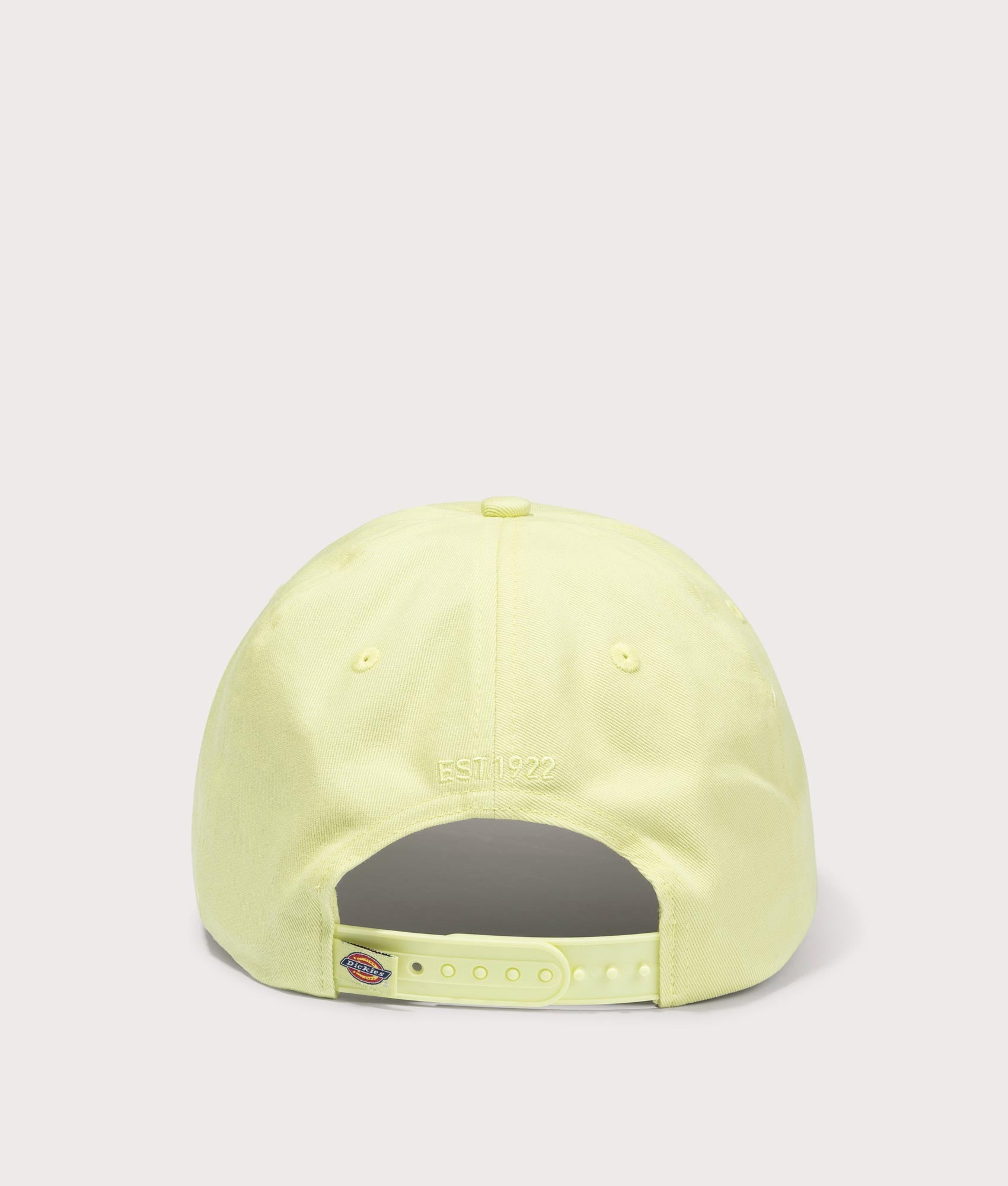 Dickies Hardwick Baseball Cap in Pale Green. Back angle shot at EQVVS.