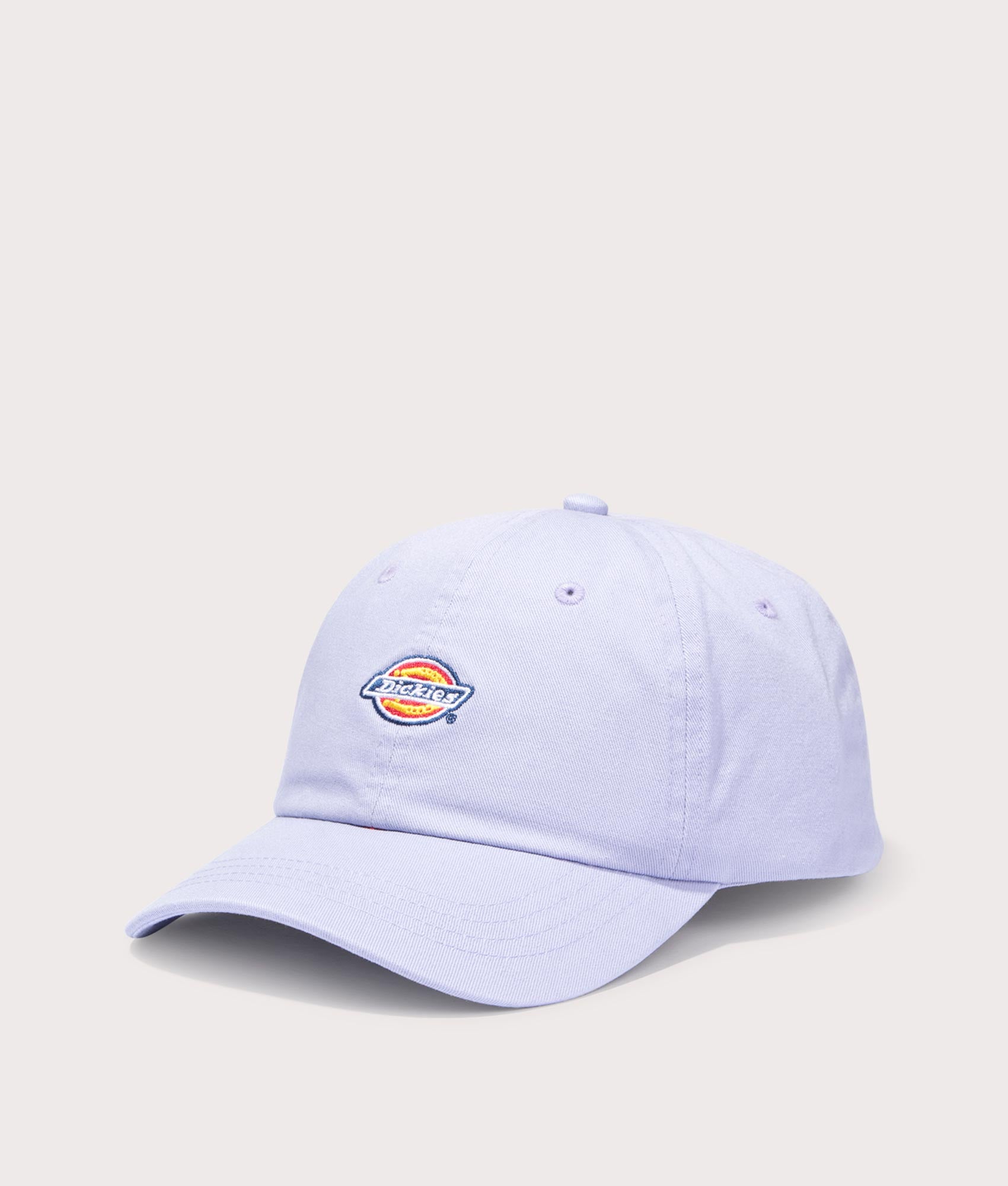 Dickies Hardwick Baseball Cap in Cosmic Sky. Front side angle shot at EQVVS.