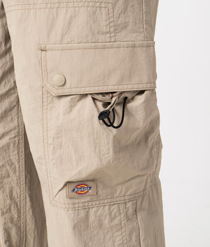 Dickies Jackson Cargo Pants in Sandstone. Detail shot at EQVVS.