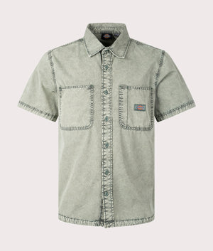 Newington Short Sleeve Shirt in Acid Wash Forest by Dickies. EQVVS Front Angle Shot.