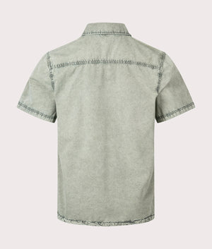 Newington Short Sleeve Shirt in Acid Wash Forest by Dickies. EQVVS Back Angle Shot.