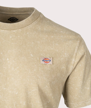 Newington T-Shirt in Double Dye Acid Sandstone by Dickies. EQVVS Detail Shot.