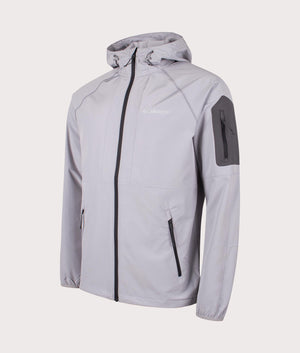 Columbia Tall Heights Hooded Softshell Jacket in 039 Columbia Grey side front shot at EQVVS