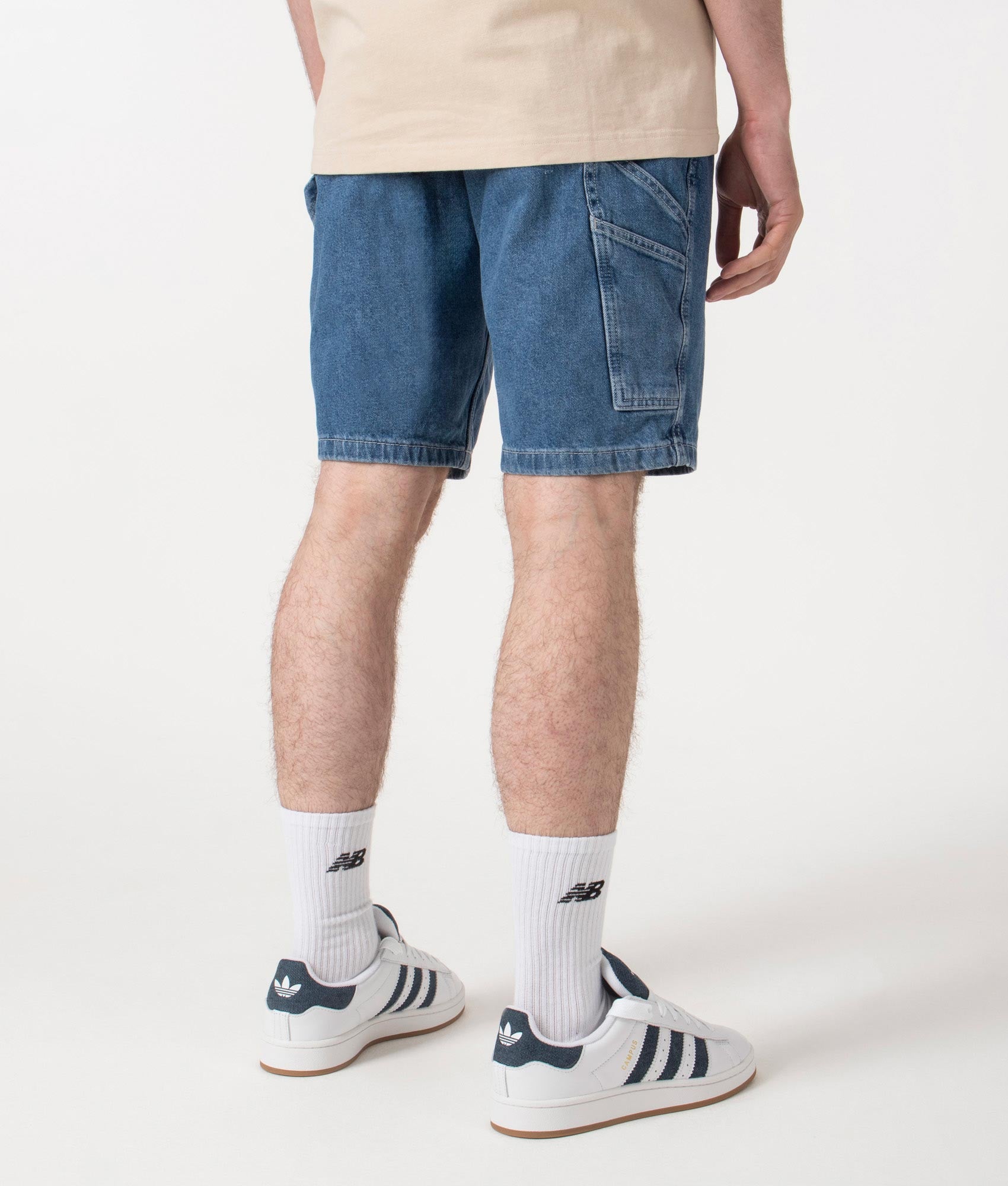 Dickies  Garyville Denim Shorts in Classic Blue . Shot at EQVVS. Back model shot 