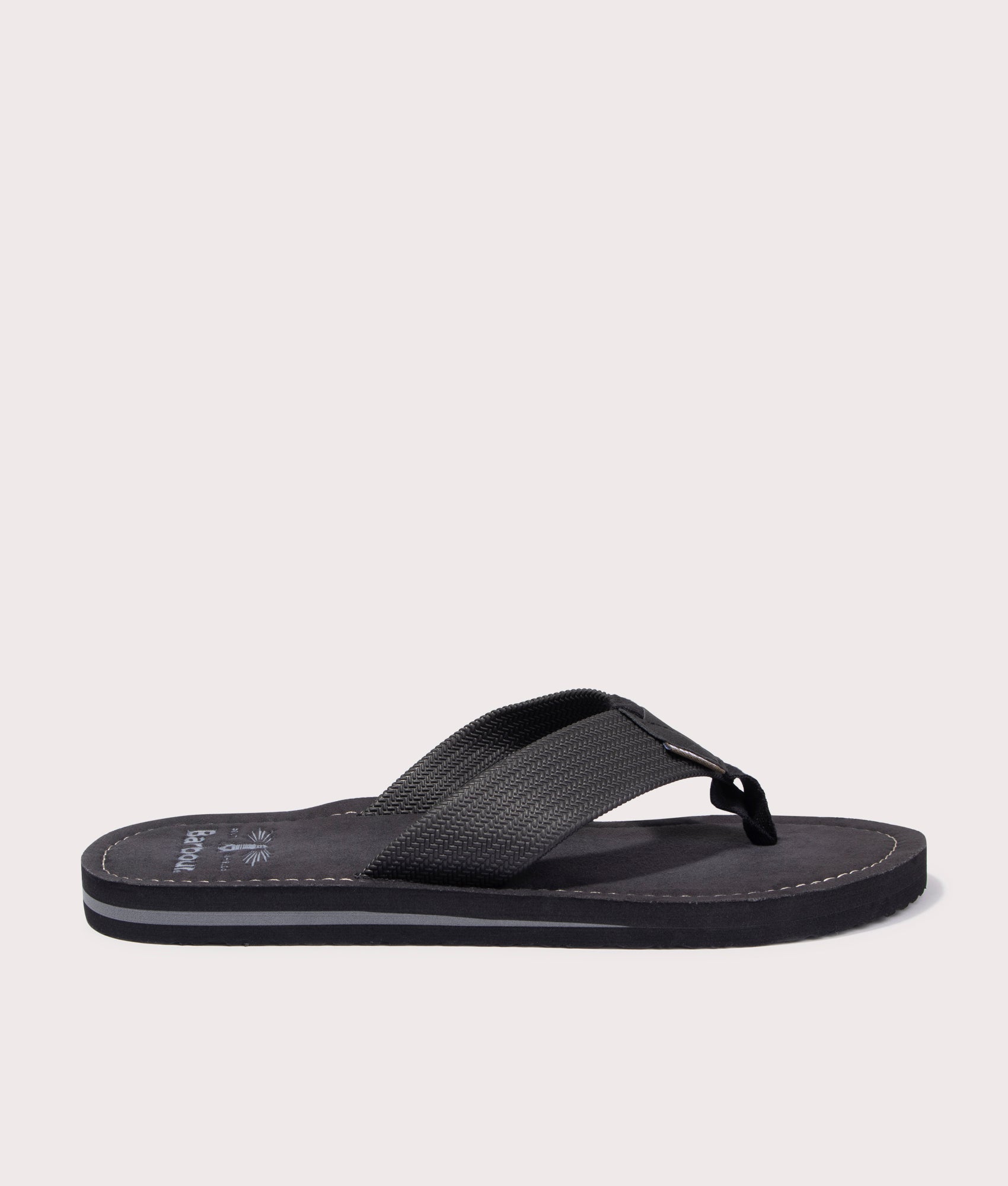 Barbour Toeman Beach Sandals in Black Side Shot at EQVVS