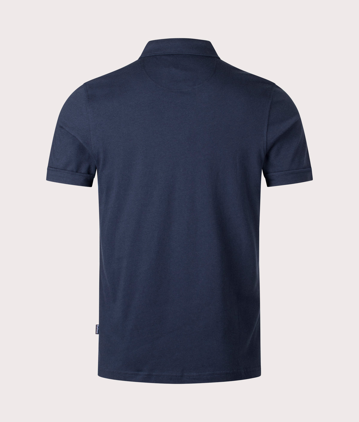 Barbour Corpatch Polo in Navy with Tartan Tipping Back Shot at EQVVS