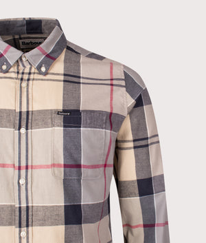 Glendale Tailored Shirt in Dress Tartan | Barbour Lifestyle | Shot at EQVVS | Front detail shot 