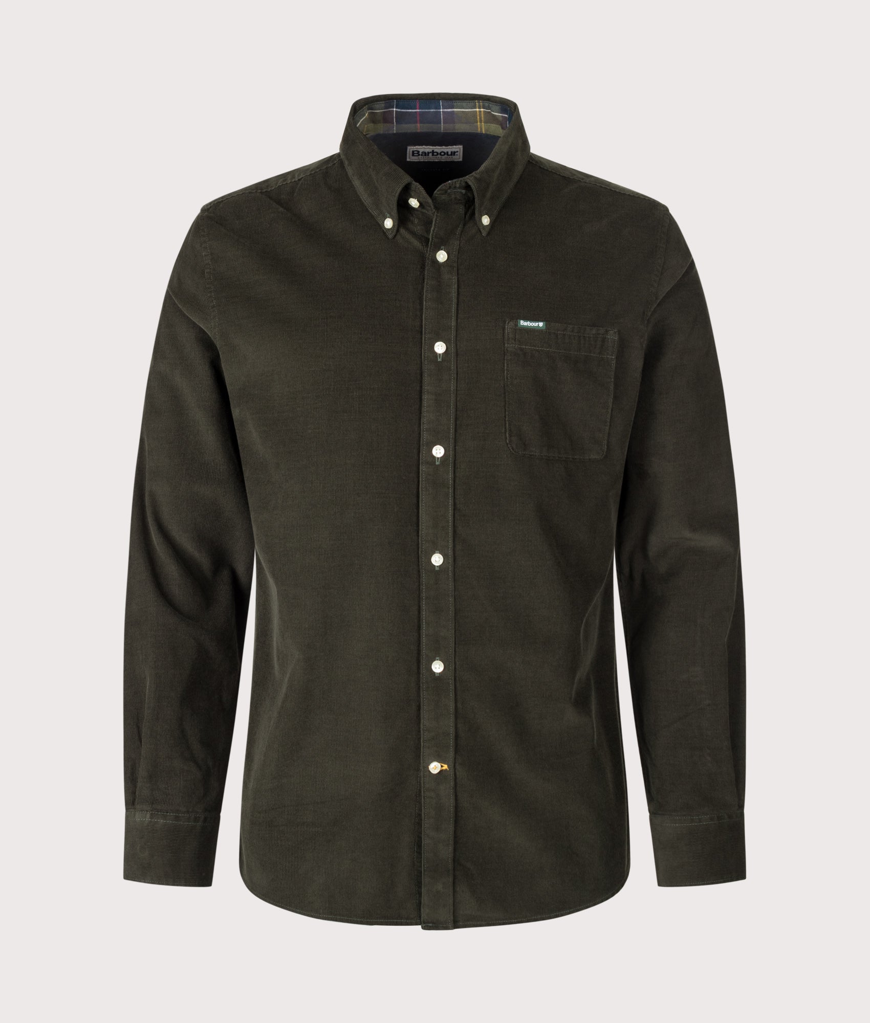 Barbour Lifestyle Ramsey Tailored Shirt in Forest at EQVVS Menswear. Front shot.