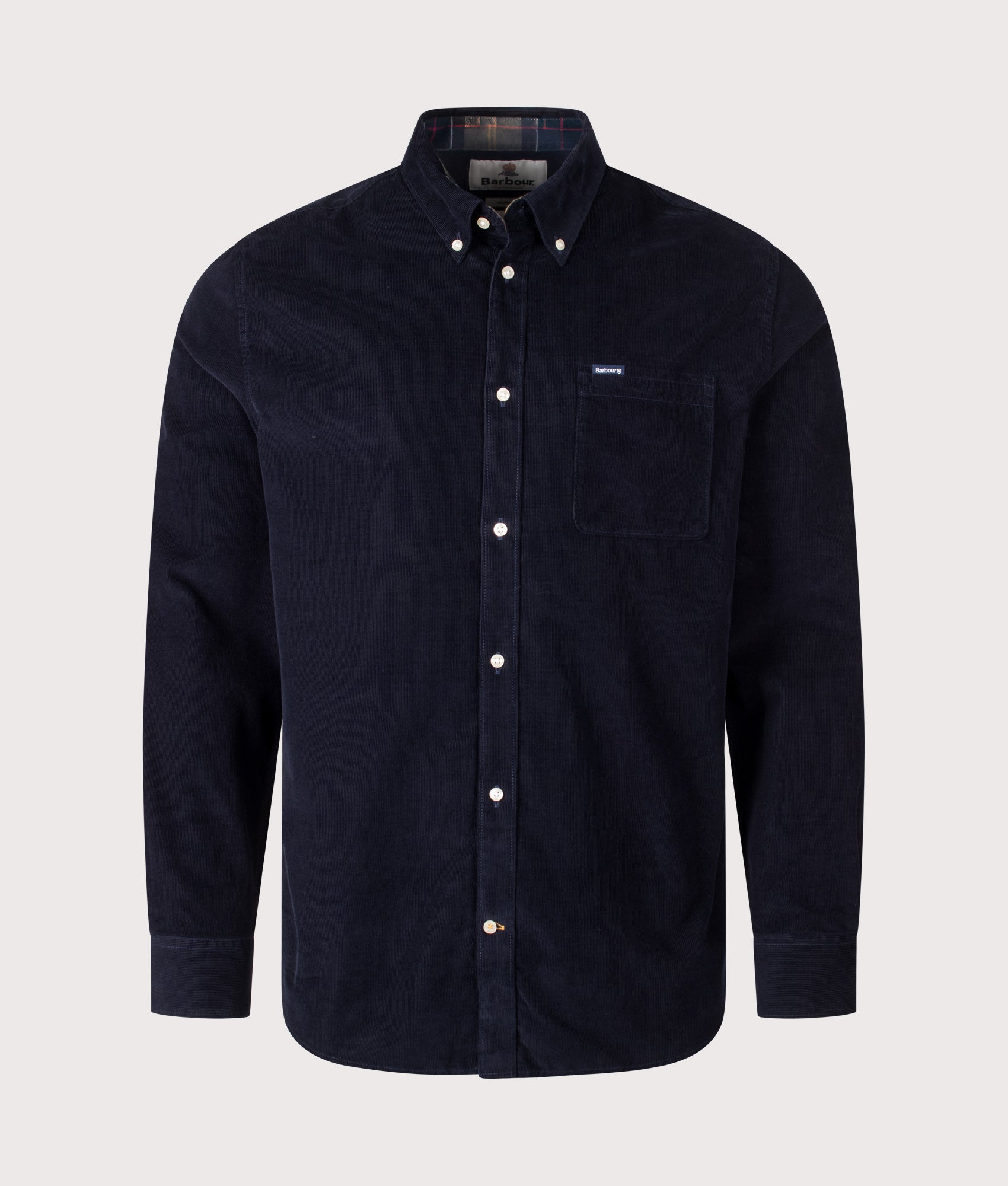 Barbour Lifestyle Ramsey Tailored Shirt in Navy at EQVVS Menswear. Front shot.