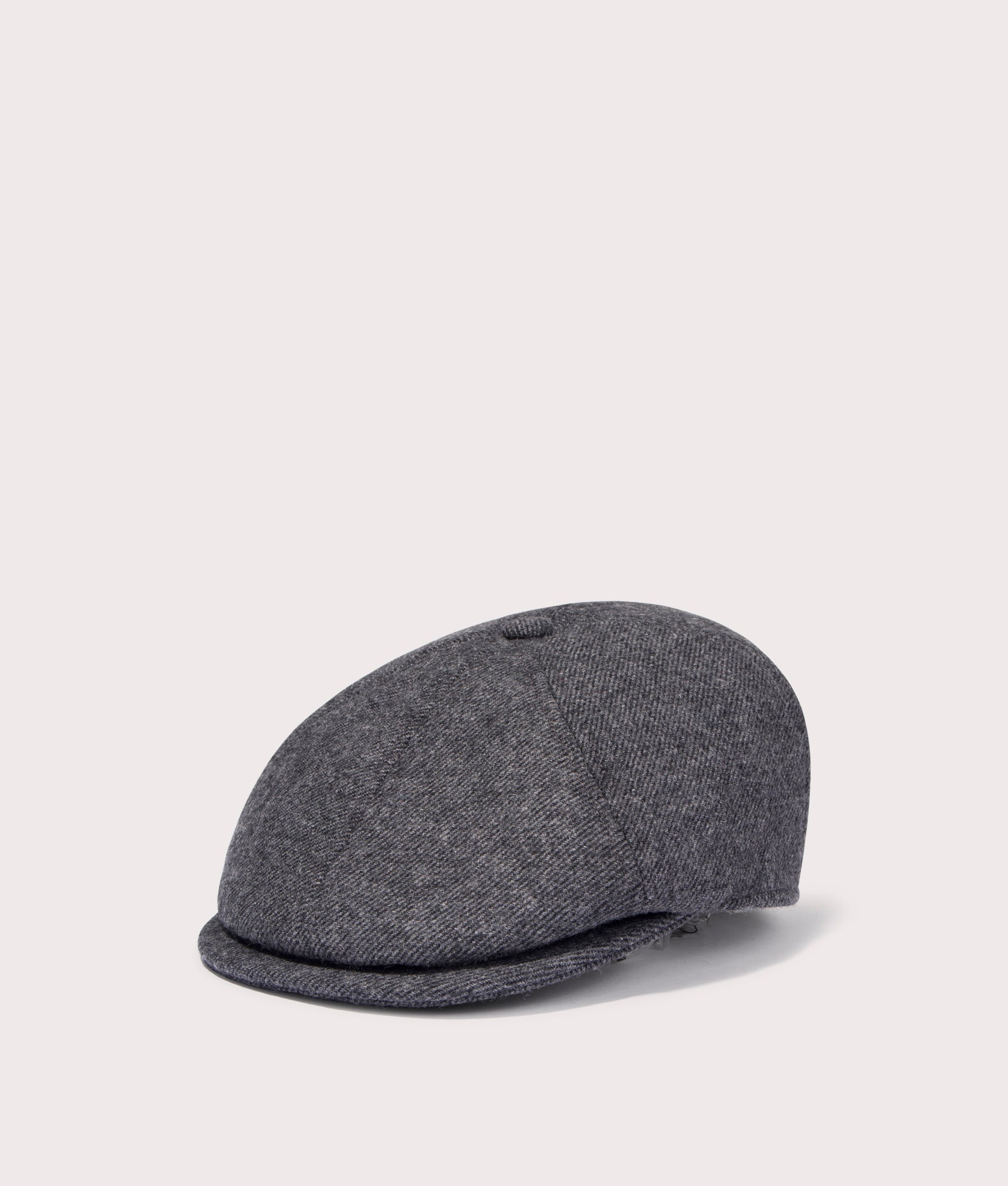 Barbour Claymore Bakerboy Cap in Charcoal Grey. EQVVS Angle Shot