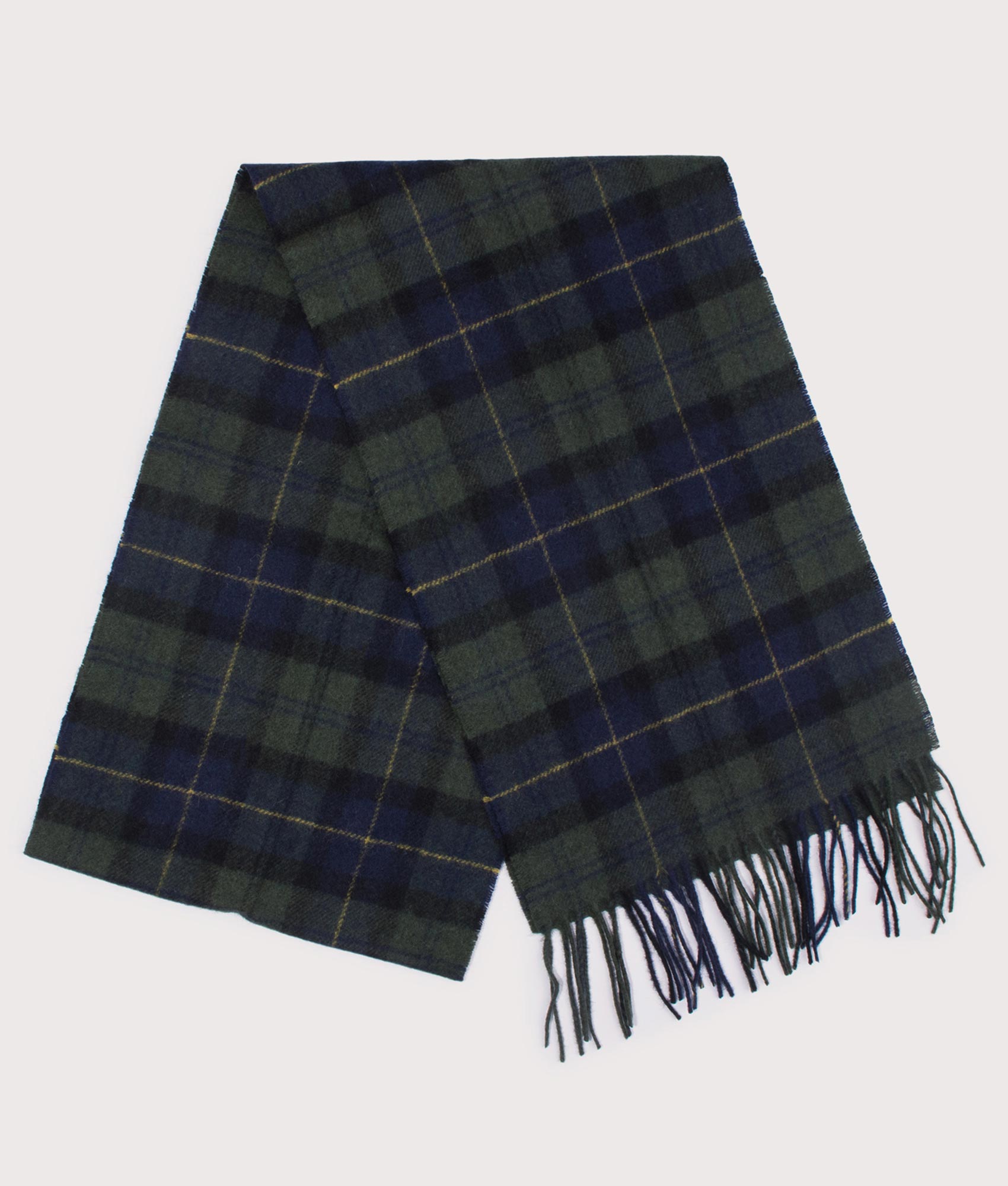 Tartan Lambswool Scarf in Olive Night | Barbour Lifestyle | EQVVS | Front shot 