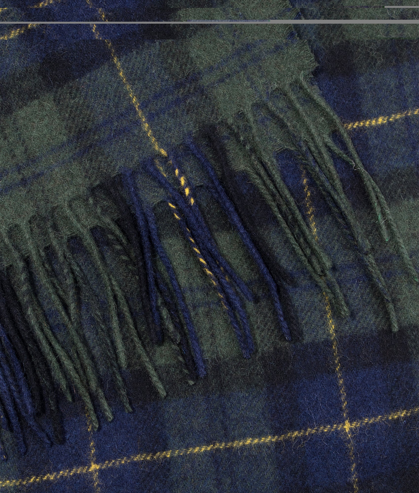 Tartan Lambswool Scarf in Olive Night | Barbour Lifestyle | EQVVS | Detail shot 