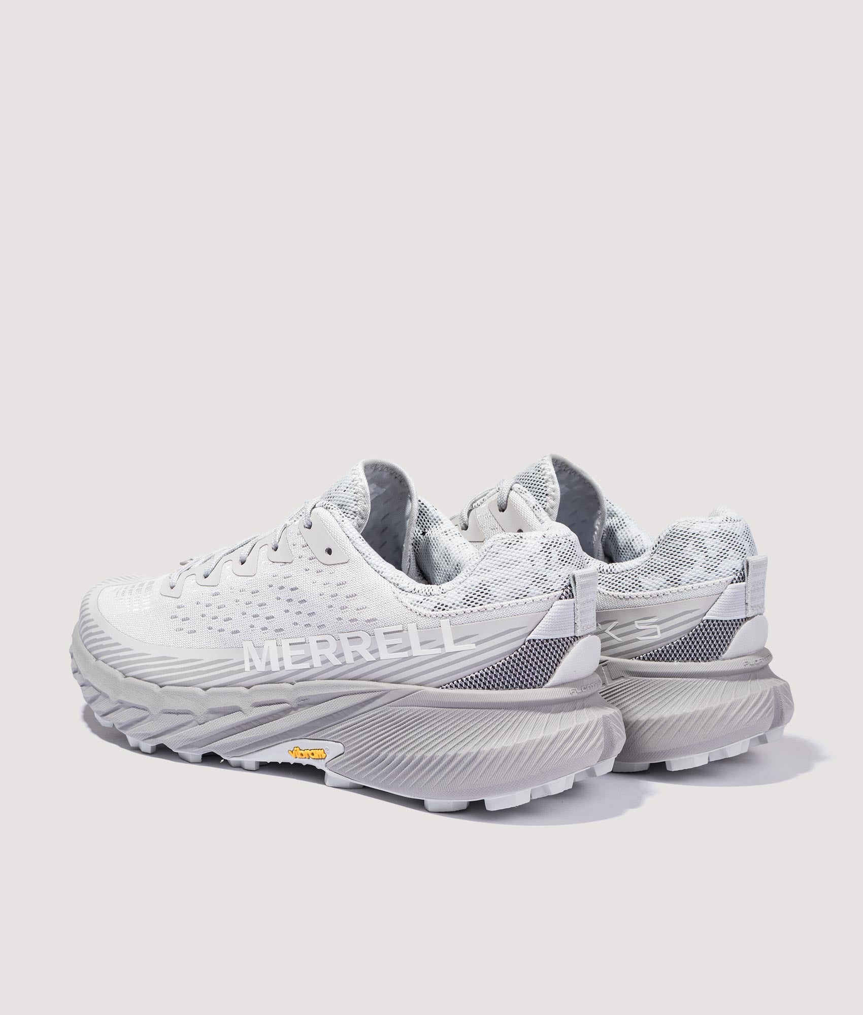Agility Peak 5 Trainers in Cloud by Merrell. EQVVS back angle pair shot