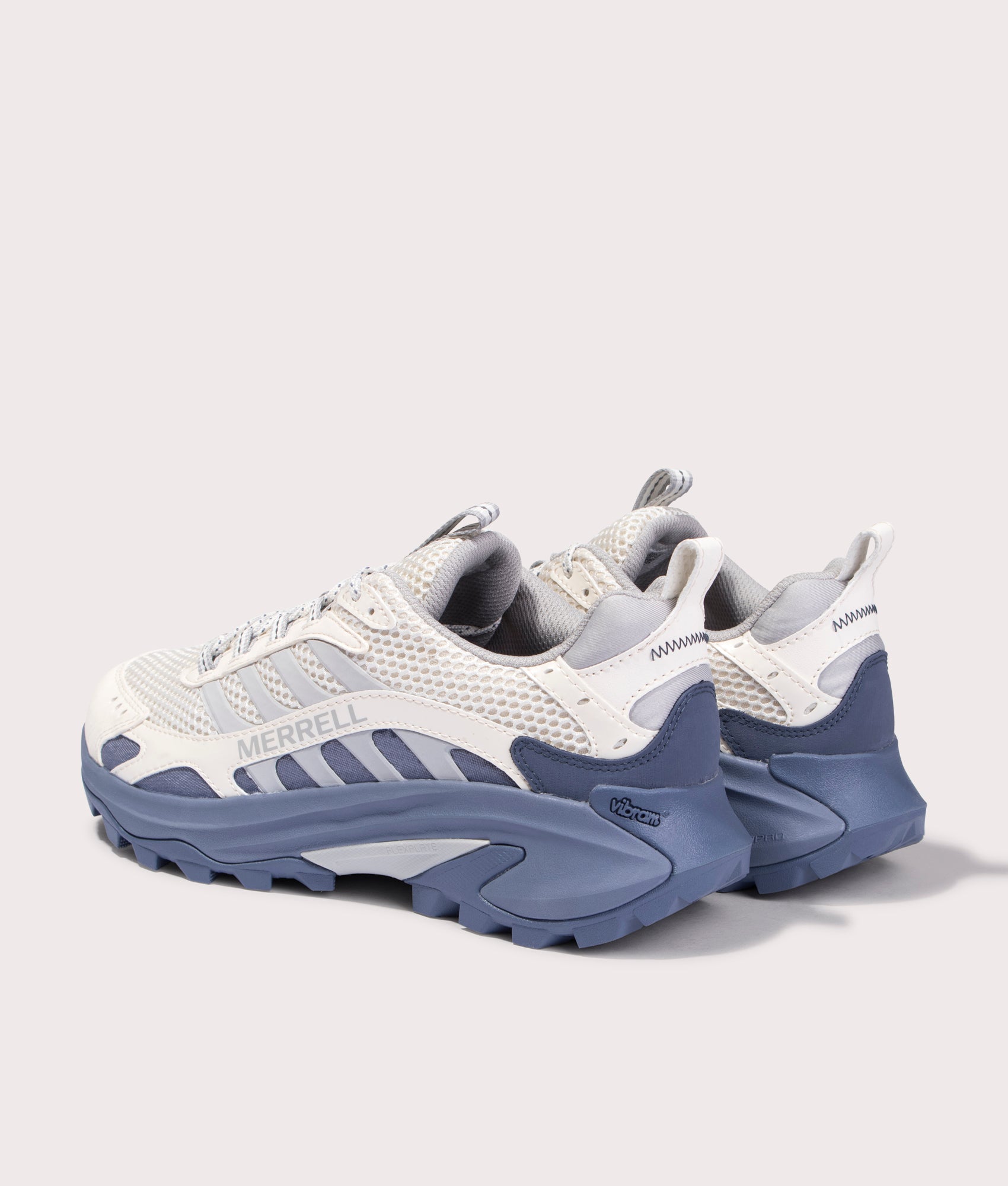 Merrell Moab Speed 2 Vent 2K SE Trainers in White and Blue. EQVVS Back Shot.