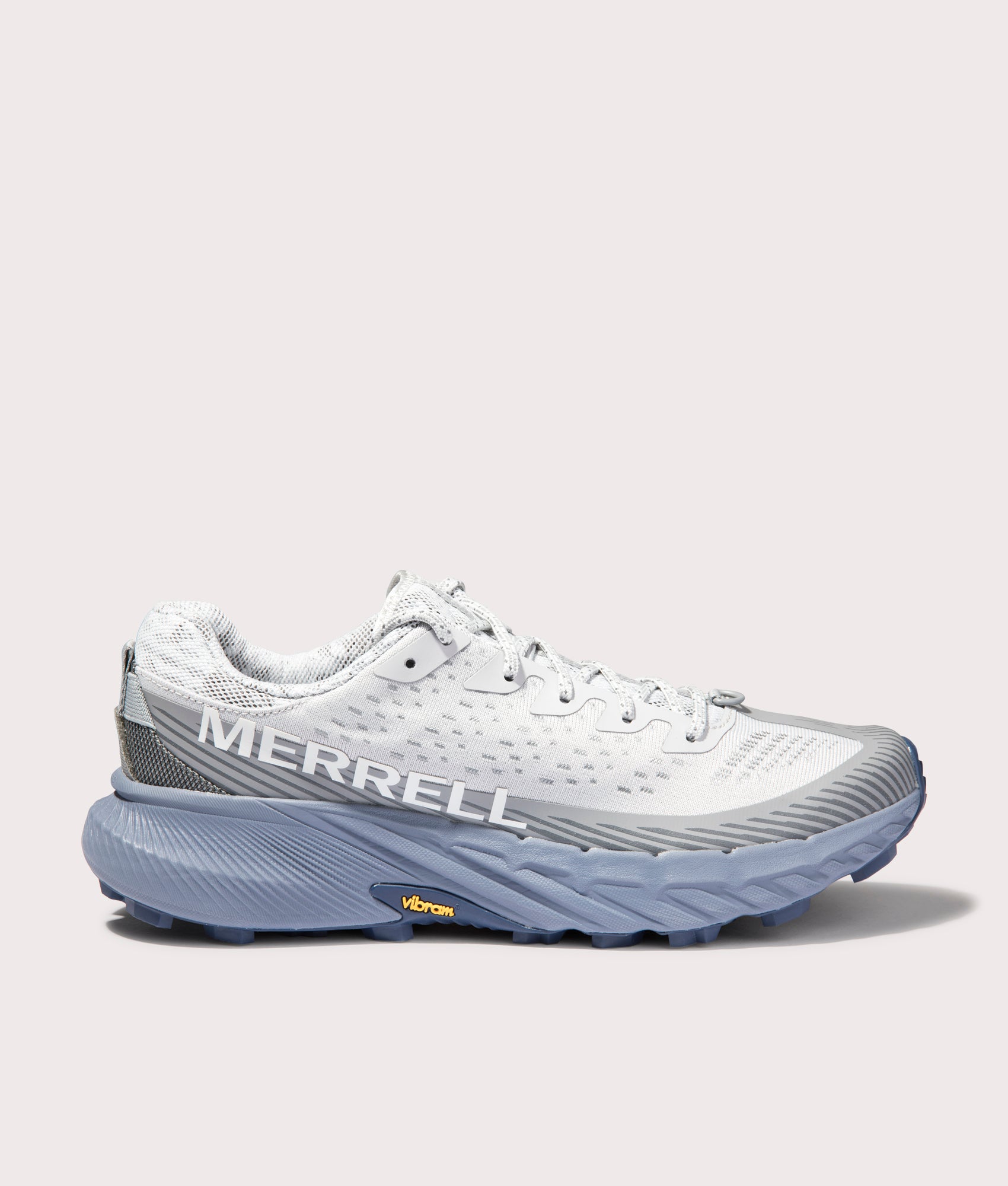 Merrell, Agility Peak 5 Trainers, Pigeon/Indigo, Eqvvs Menswear, side shot angle
