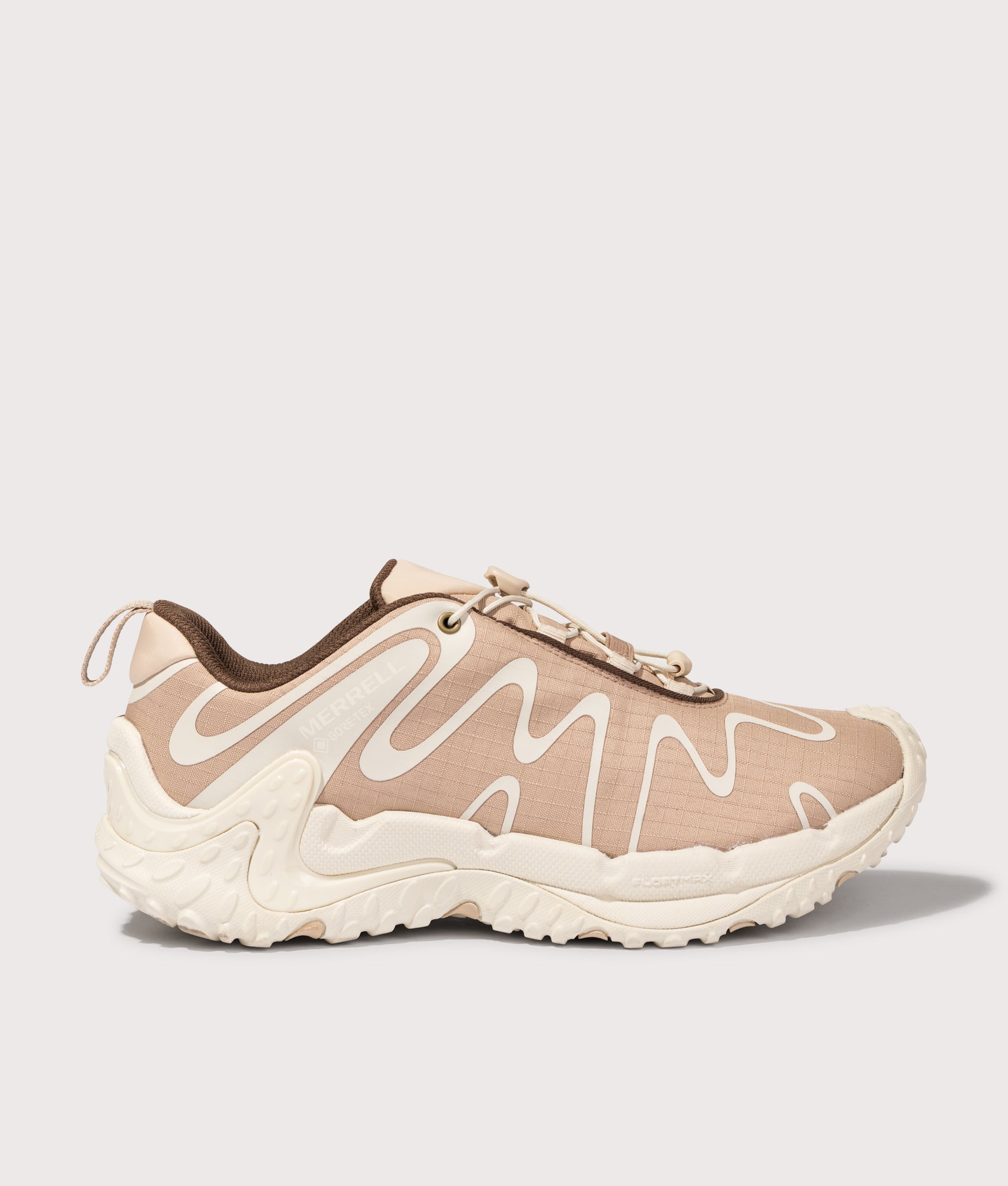 Cham Redux Storm Gtx Se Trainers by Merrell in Hazel. Shot by EQVVS. Front shot.