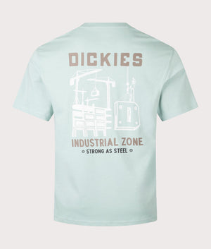 Industrial Zone T-Shirt by Dickies in Blue Surf. Shot at EQVVS. Reverse image. 