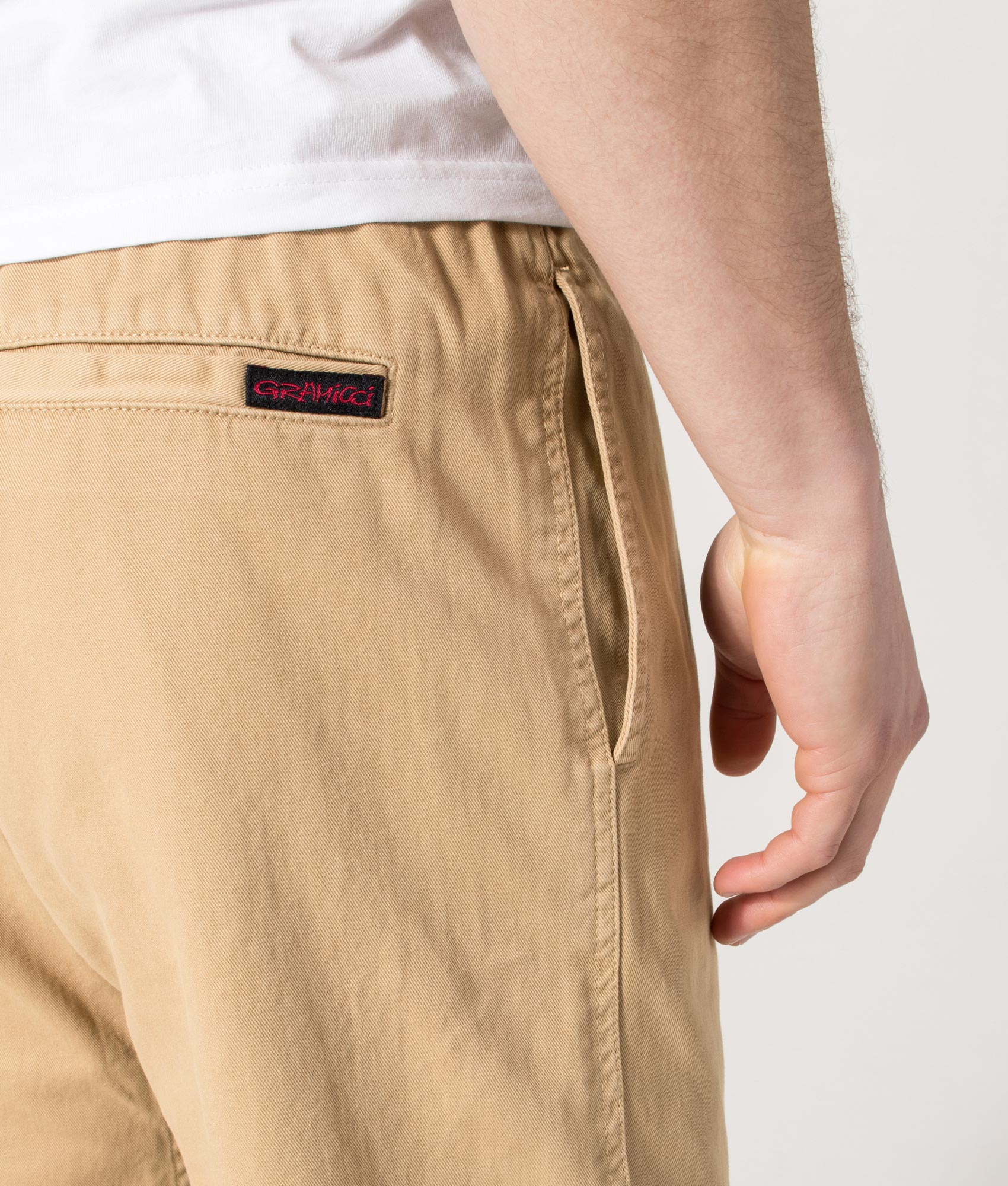 Gramicci Relaxed Fit Gramicci G Pants in Chino at EQVVS Menswear. Detail shot.