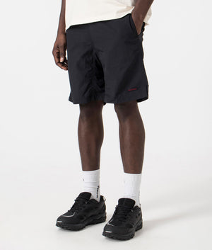 Gramicci Nylon Packable G-Shorts in Black. Side angle shot at EQVVS.