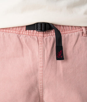 Gramicci Pigment Dyed G-Short in Coral. Front detail shot at EQVVS.