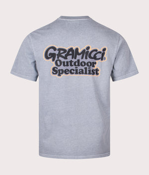 Gramicci Outdoor Specialist T-Shirt in Slate Pigment. Back angle shot at EQVVS.