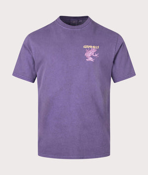 Gramicci Sticky Frog T-Shirt in Purple Pigment. Front angle shot at EQVVS.