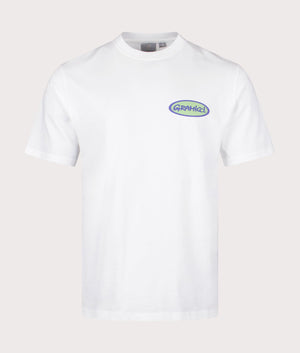 Gramicci Oval T-Shirt in White. Front angle shot at EQVVS.