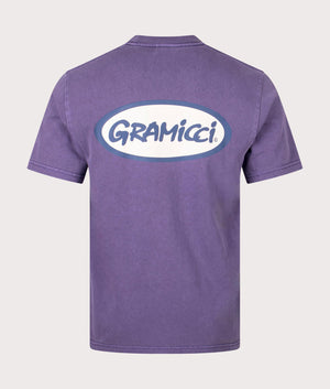 Gramicci Oval T-Shirt in Purple Pigment. Back angle shot at EQVVS.