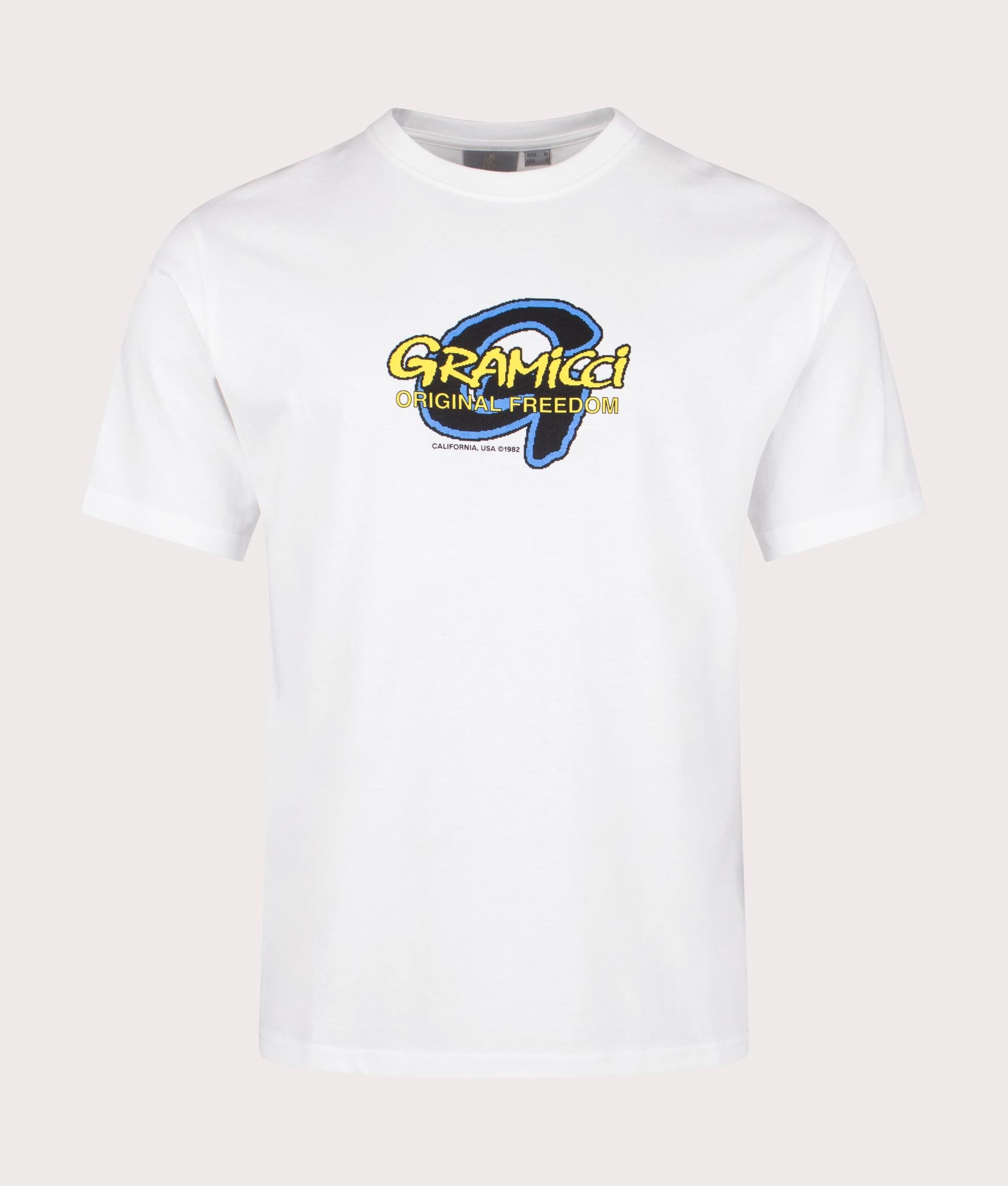 Gramicci Pixel G T-Shirt in White. Front angle shot at EQVVS.