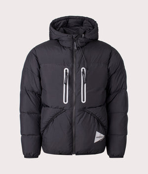 Gramicci x and wander Down Jacket in Black. Shot at EQVVS. Front shot. 