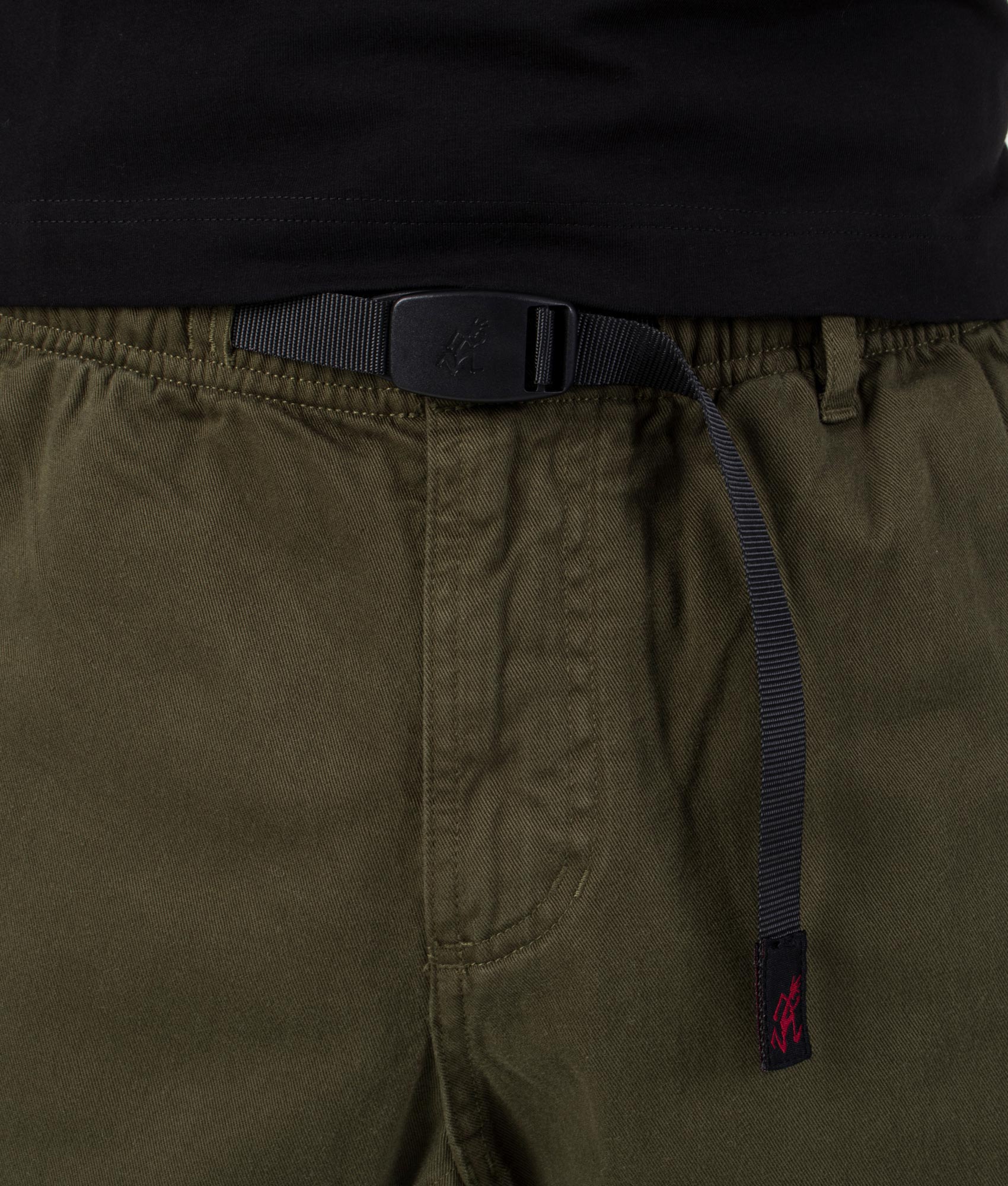 Straight Fit Gramicci Pants in Pine | 100% Cotton | Gramicci | EQVVS | Front detail model shot 