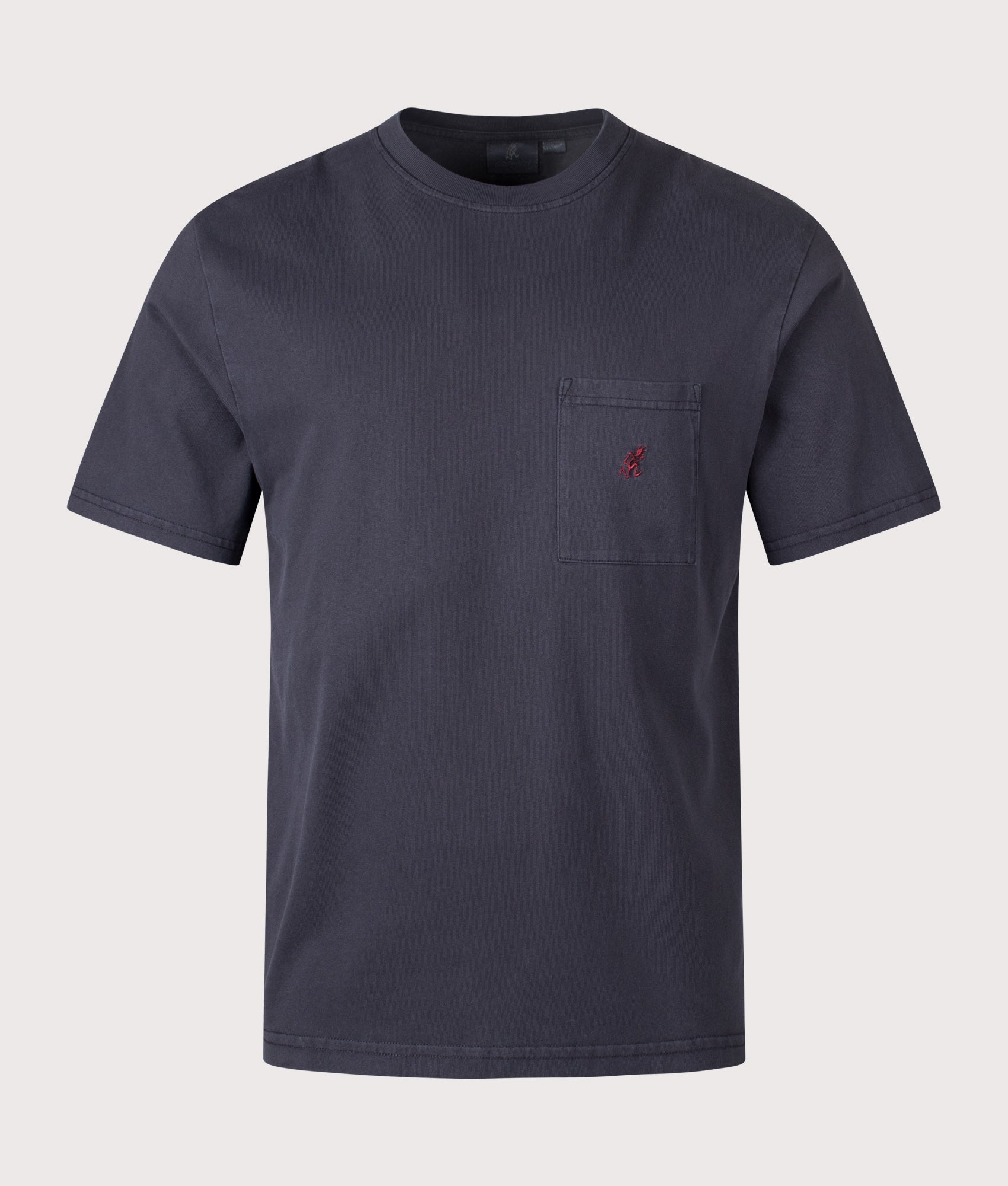 One Point Pigment Dyed T-Shirt in Navy Pigment | 100% Cotton | Gramicci | EQVVS | Front shot 